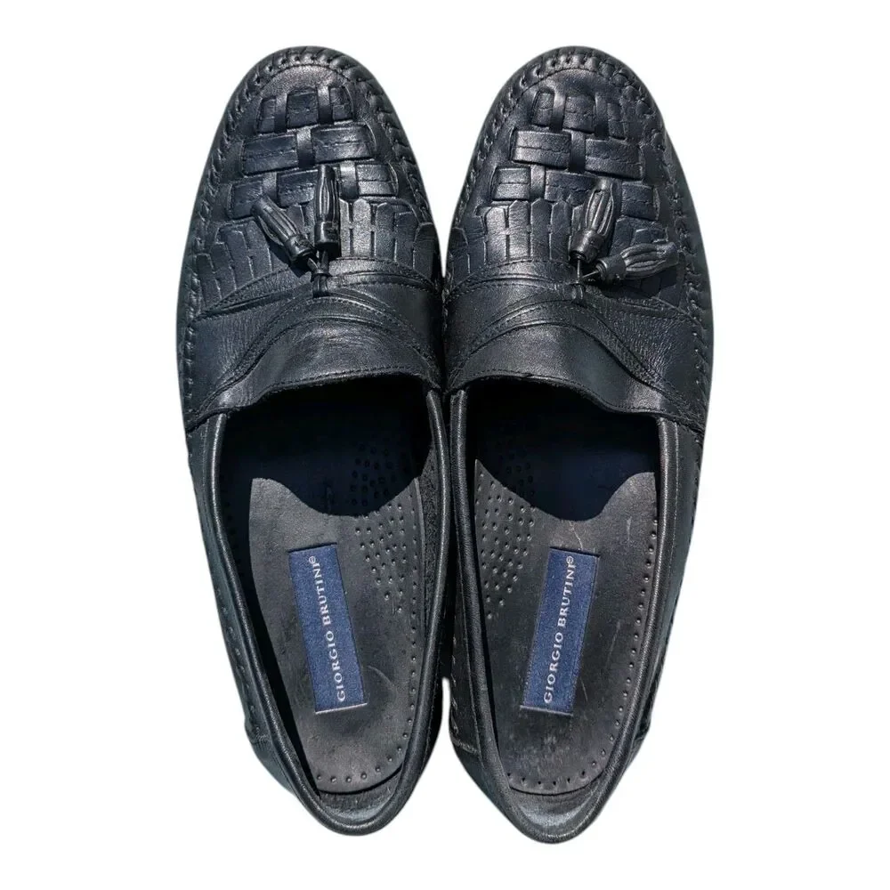 Giorgio Brutini Bartell Men's Leather Black 9303 Size 11M Tassel Moccasin Loafer